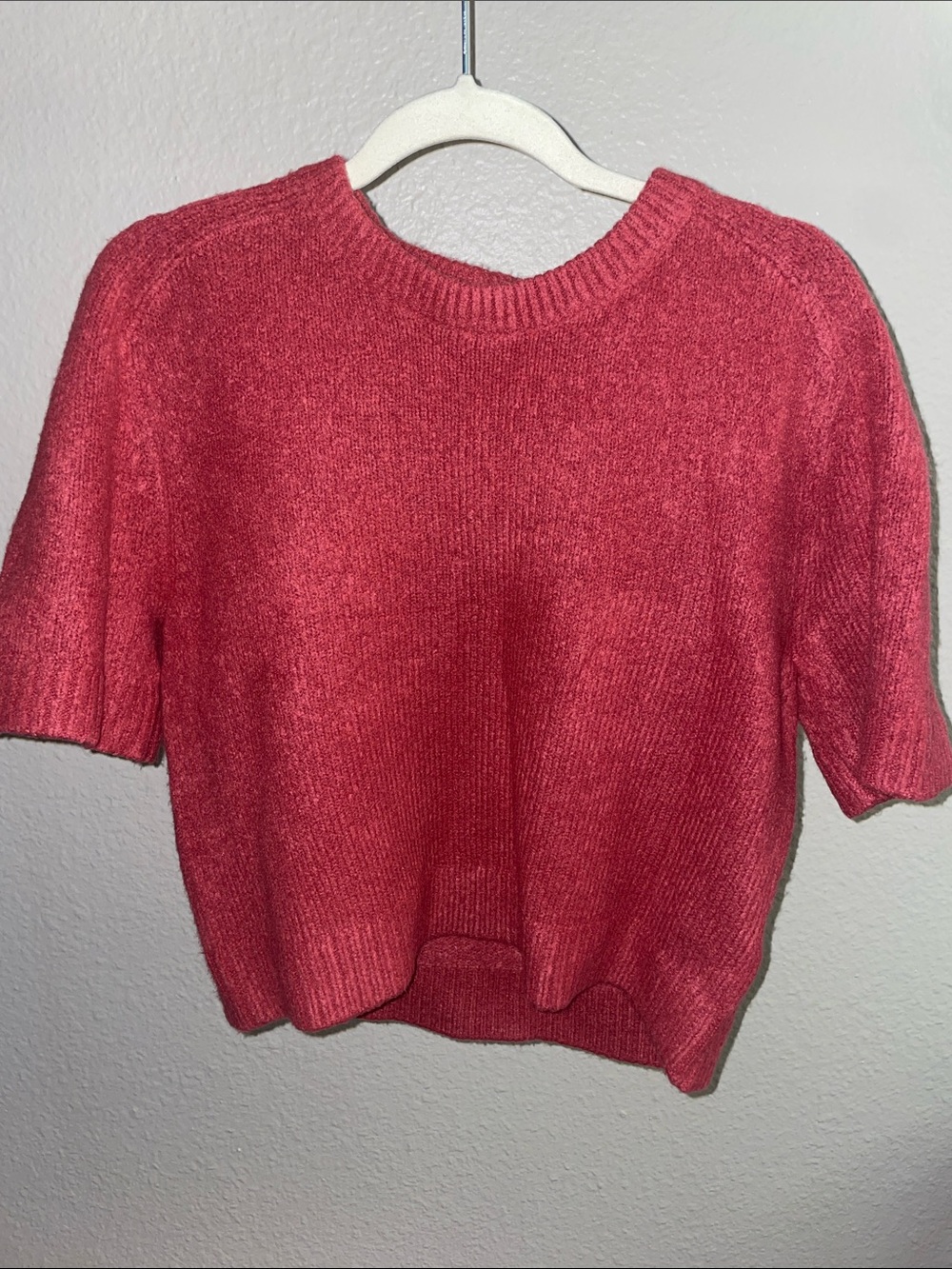 Abercrombie & Fitch Short-Sleeve Crewneck Sweater in Rose
